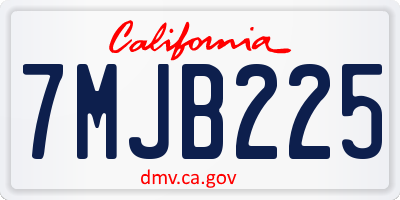 CA license plate 7MJB225