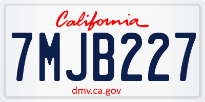 CA license plate 7MJB227
