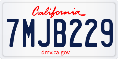 CA license plate 7MJB229