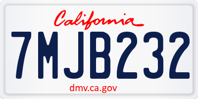 CA license plate 7MJB232