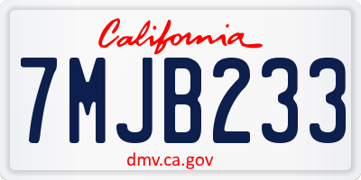 CA license plate 7MJB233