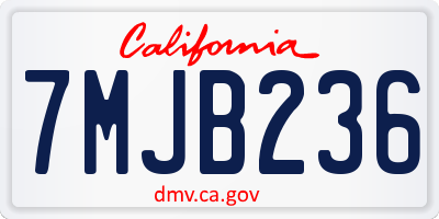 CA license plate 7MJB236