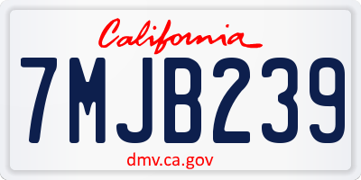 CA license plate 7MJB239