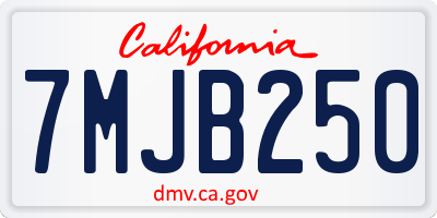CA license plate 7MJB250