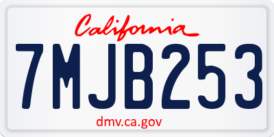CA license plate 7MJB253