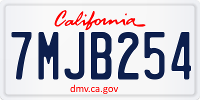 CA license plate 7MJB254