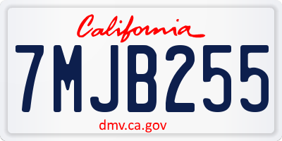 CA license plate 7MJB255