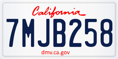 CA license plate 7MJB258
