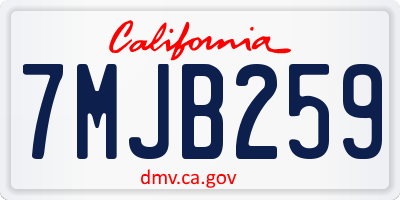 CA license plate 7MJB259