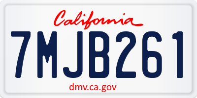 CA license plate 7MJB261