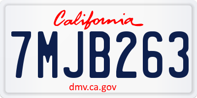 CA license plate 7MJB263