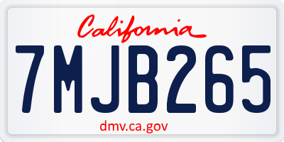 CA license plate 7MJB265