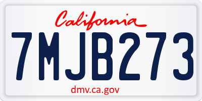 CA license plate 7MJB273