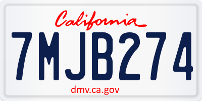 CA license plate 7MJB274