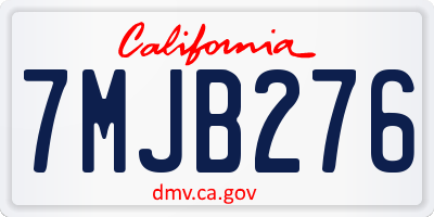 CA license plate 7MJB276