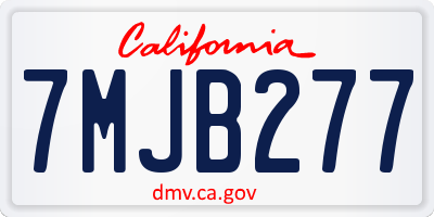 CA license plate 7MJB277