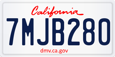 CA license plate 7MJB280
