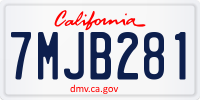 CA license plate 7MJB281