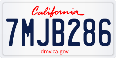 CA license plate 7MJB286
