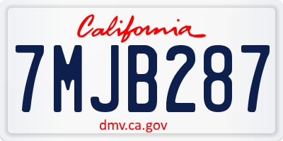 CA license plate 7MJB287