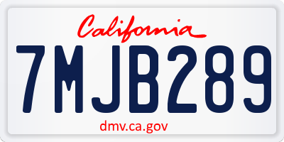 CA license plate 7MJB289