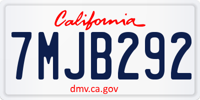 CA license plate 7MJB292