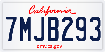 CA license plate 7MJB293