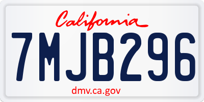 CA license plate 7MJB296