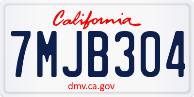 CA license plate 7MJB304