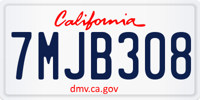 CA license plate 7MJB308
