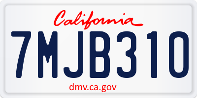 CA license plate 7MJB310