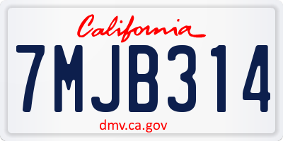 CA license plate 7MJB314