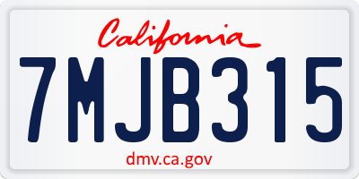 CA license plate 7MJB315