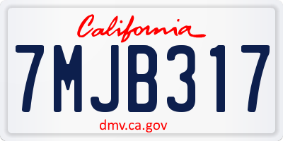 CA license plate 7MJB317