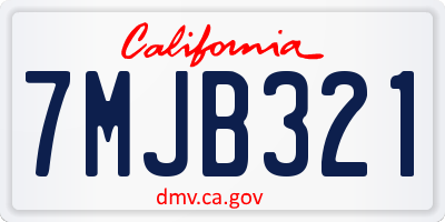 CA license plate 7MJB321