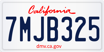 CA license plate 7MJB325