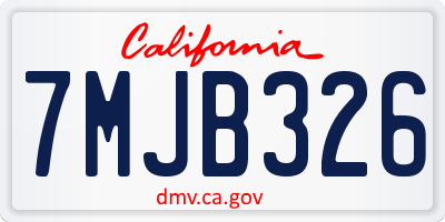 CA license plate 7MJB326