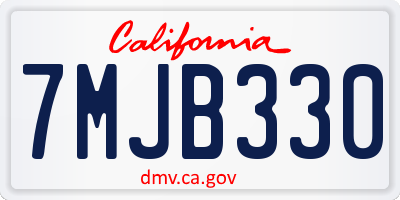CA license plate 7MJB330