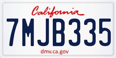 CA license plate 7MJB335