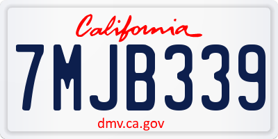 CA license plate 7MJB339