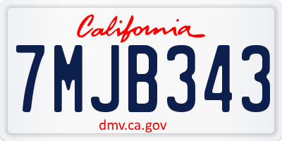CA license plate 7MJB343