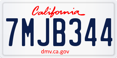 CA license plate 7MJB344