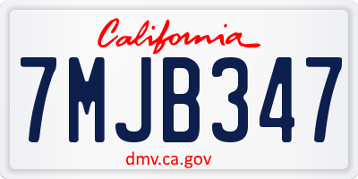 CA license plate 7MJB347