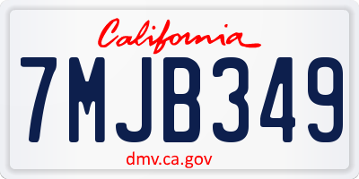 CA license plate 7MJB349