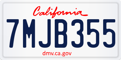 CA license plate 7MJB355