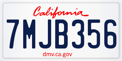 CA license plate 7MJB356