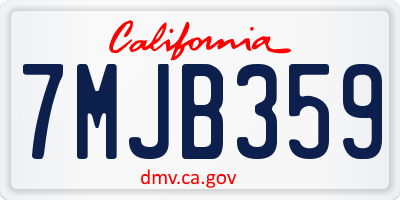 CA license plate 7MJB359
