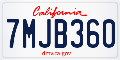 CA license plate 7MJB360