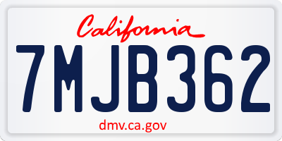 CA license plate 7MJB362