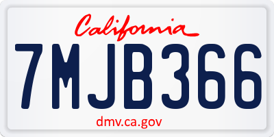 CA license plate 7MJB366